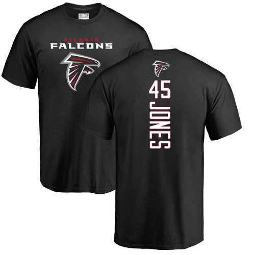 Atlanta Falcons Men Black Deion Jones Backer NFL Football #45 T Shirt->nfl t-shirts->Sports Accessory